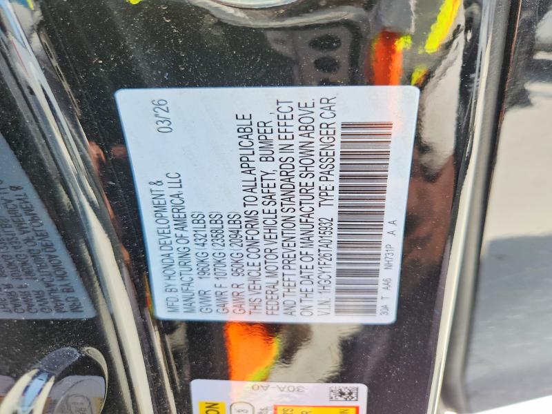 61623316 :رقم المزاد ، 1HGCY1F26TA015932 vin ، 2026 Honda Accord مزاد بيع