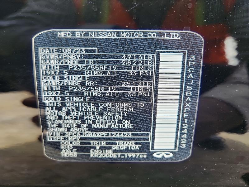 61703576 :رقم المزاد ، 3PCAJ5BAXPF124423 vin ، 2023 Infiniti Qx50 مزاد بيع