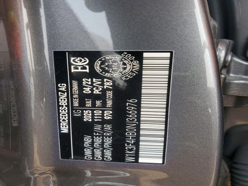 Продаж на аукціоні авто 2022 Mercedes-benz A, vin: W1K3F4HB0NJ366976, номер лоту: 60113166