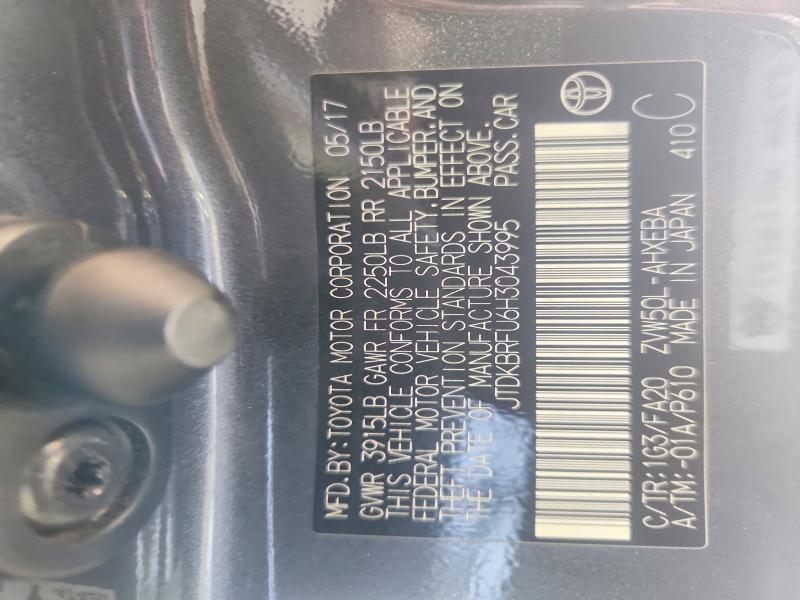 Продаж на аукціоні авто 2017 Toyota Prius, vin: JTDKBRFU6H3043995, номер лоту: 62677176