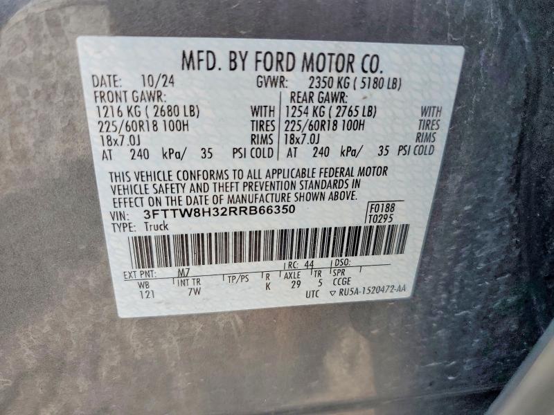 Aukcja sprzedaży 2024 Ford Maverick, vin: 3FTTW8H32RRB66350, numer aukcji: 62532556