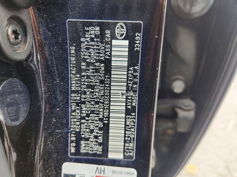 2014 Toyota Avalon Hybrid მანქანა იყიდება აუქციონზე, vin: 4T1BD1EB5EU024321, აუქციონის ნომერი: 62625276