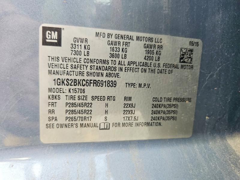 Aukcja sprzedaży 2015 Gmc Yukon, vin: 1GKS2BKC6FR691839, numer aukcji: 58238166