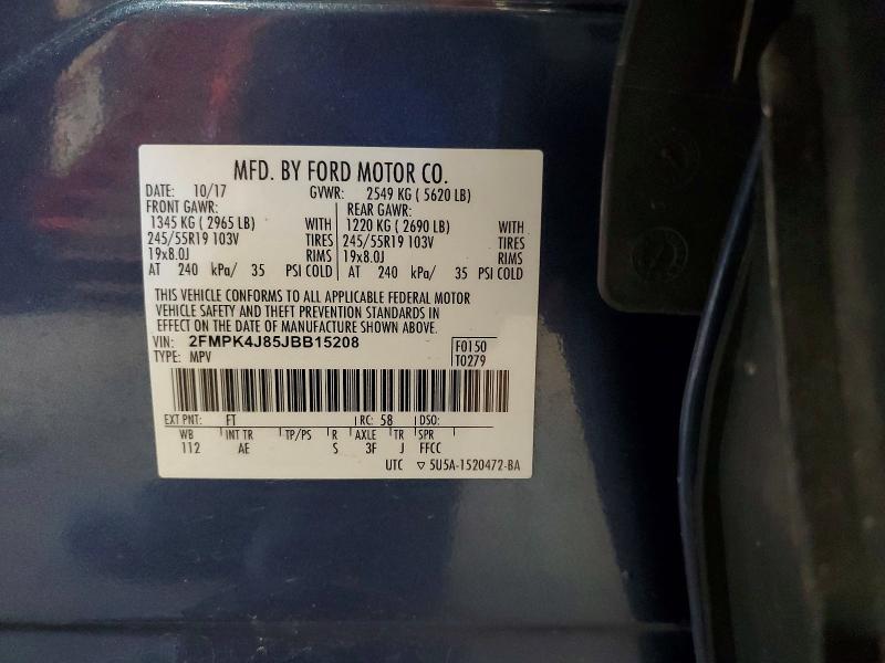 Aukcja sprzedaży 2018 Ford Edge, vin: 2FMPK4J85JBB15208, numer aukcji: 60647116