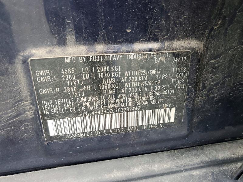 Продажа на аукционе авто 2012 Subaru Outback, vin: 4S4BRCCC7C3282447, номер лота: 62892686