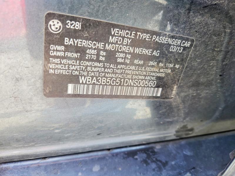 Продаж на аукціоні авто 2013 Bmw 328, vin: WBA3B5G51DNS00560, номер лоту: 62666246