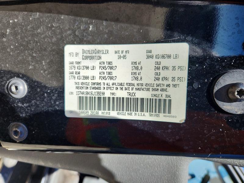 Продаж на аукціоні авто 2006 Dodge Ram 1500, vin: 1D7HA18N16J139200, номер лоту: 59721856