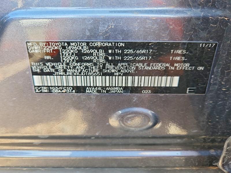 2018 Toyota Rav4 Hybrid მანქანა იყიდება აუქციონზე, vin: JTMRJREVXJD185651, აუქციონის ნომერი: 62433126