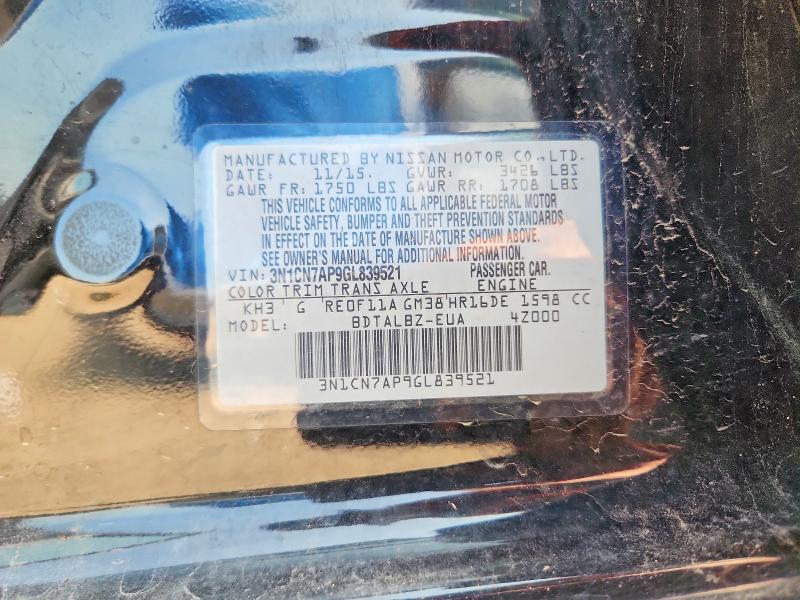 Aukcja sprzedaży 2016 Nissan Versa, vin: 3N1CN7AP9GL839521, numer aukcji: 60932586