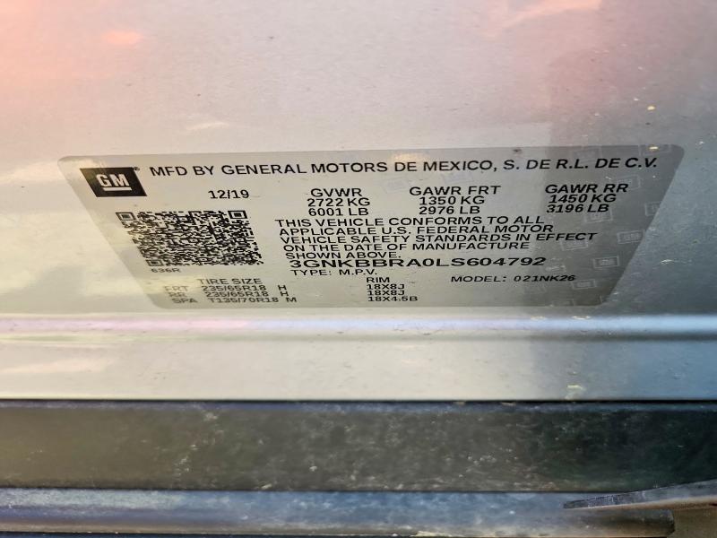 2020 Chevrolet Blazer მანქანა იყიდება აუქციონზე, vin: 3GNKBBRA0LS604792, აუქციონის ნომერი: 61853356