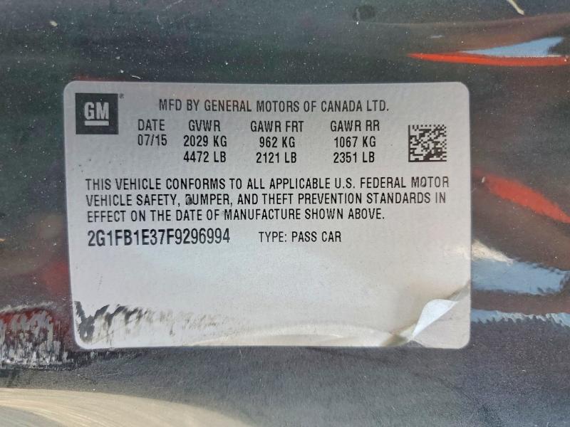 2015 Chevrolet Camaro მანქანა იყიდება აუქციონზე, vin: 2G1FB1E37F9296994, აუქციონის ნომერი: 60230666