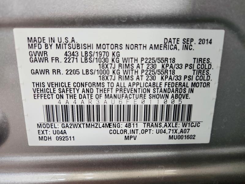Продаж на аукціоні авто 2015 Mitsubishi Outlander Sport, vin: 4A4AR3AU6FE011005, номер лоту: 63391836