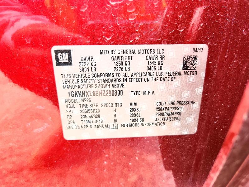 Продажа на аукционе авто 2017 Gmc Acadia, vin: 1GKKNXLS5HZ290800, номер лота: 60976986