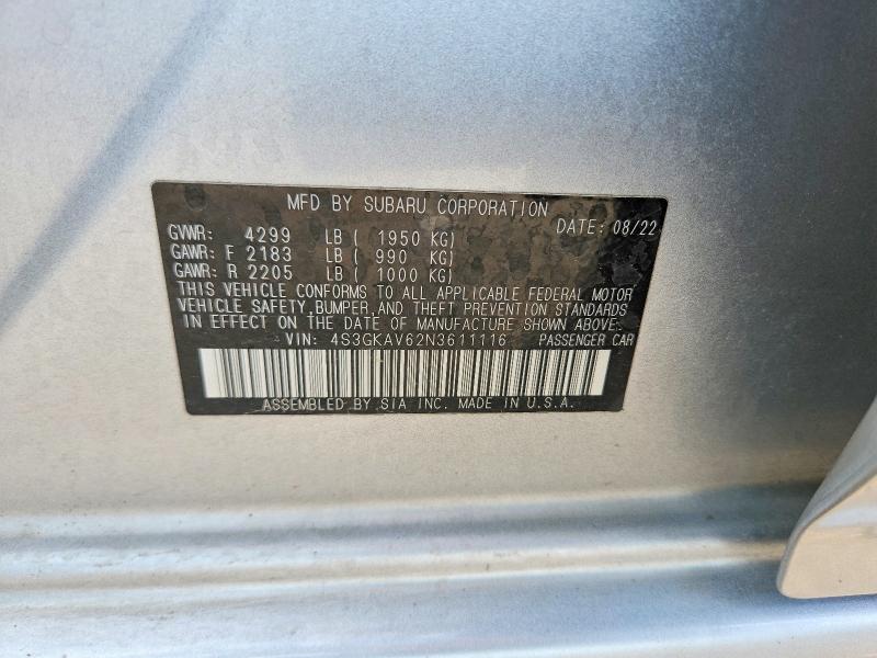 Продаж на аукціоні авто 2022 Subaru Impreza, vin: 4S3GKAV62N3611116, номер лоту: 59086366