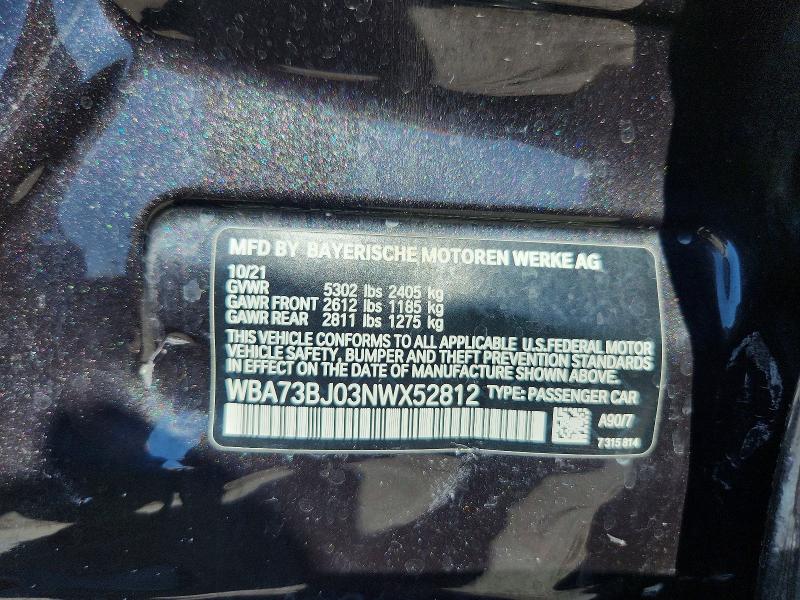 Продаж на аукціоні авто 2022 Bmw 540, vin: WBA73BJ03NWX52812, номер лоту: 61568086