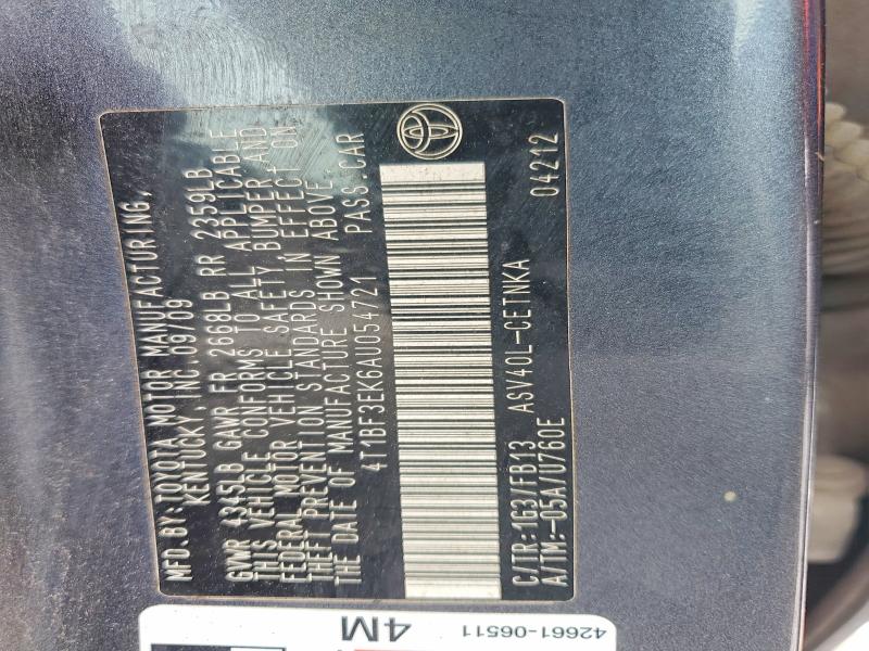 Продаж на аукціоні авто 2010 Toyota Camry, vin: 4T1BF3EK6AU054721, номер лоту: 60777336