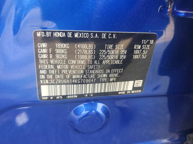 Aukcja sprzedaży 2019 Honda Hr-v, vin: 3CZRU6H14KG709647, numer aukcji: 61086956