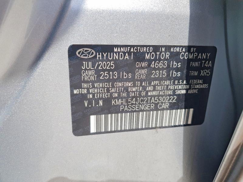 Aukcja sprzedaży 2026 Hyundai Sonata, vin: KMHL54JC2TA530222, numer aukcji: 61735496