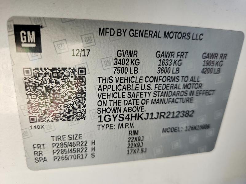 Продаж на аукціоні авто 2018 Cadillac Escalade, vin: 1GYS4HKJ1JR212382, номер лоту: 59270346