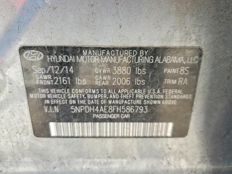 Продажа на аукционе авто 2015 Hyundai Elantra, vin: 5NPDH4AE8FH586793, номер лота: 60562956