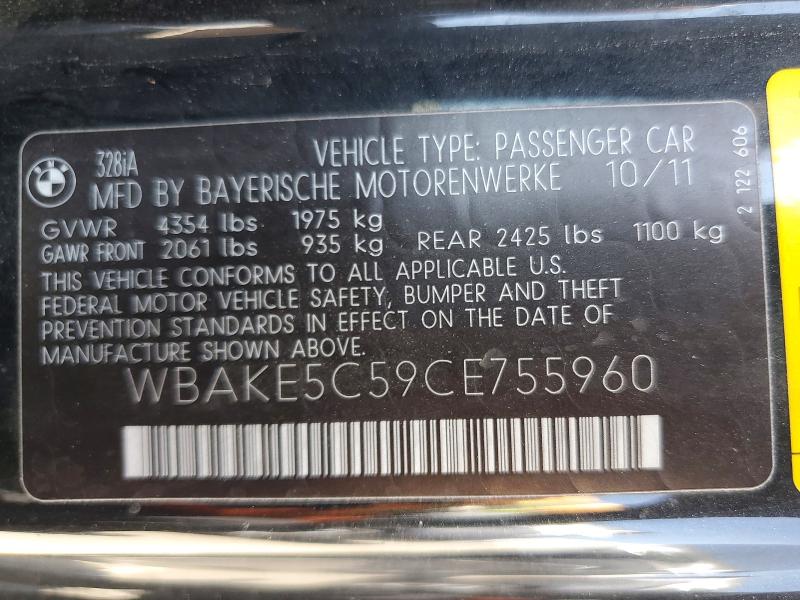 Продажа на аукционе авто 2012 Bmw 328, vin: WBAKE5C59CE755960, номер лота: 62343086