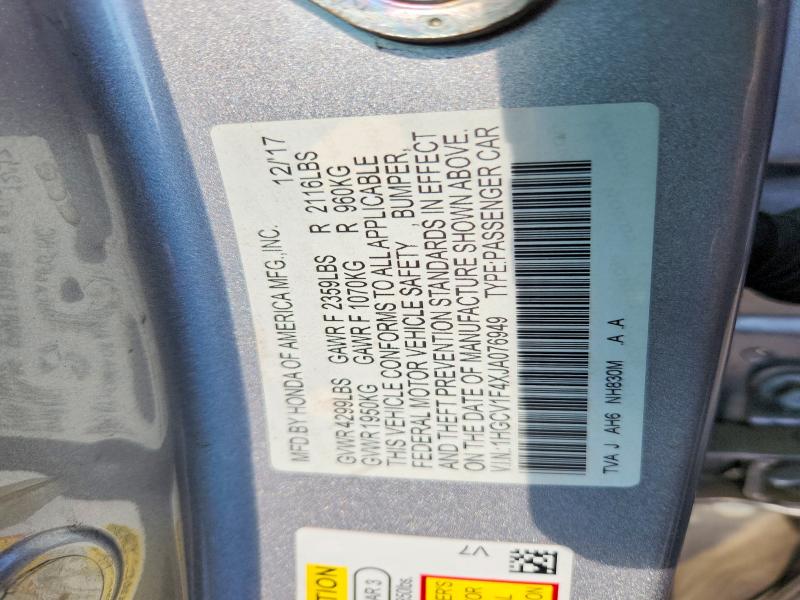 Продажа на аукционе авто 2018 Honda Accord, vin: 1HGCV1F4XJA076949, номер лота: 63514016