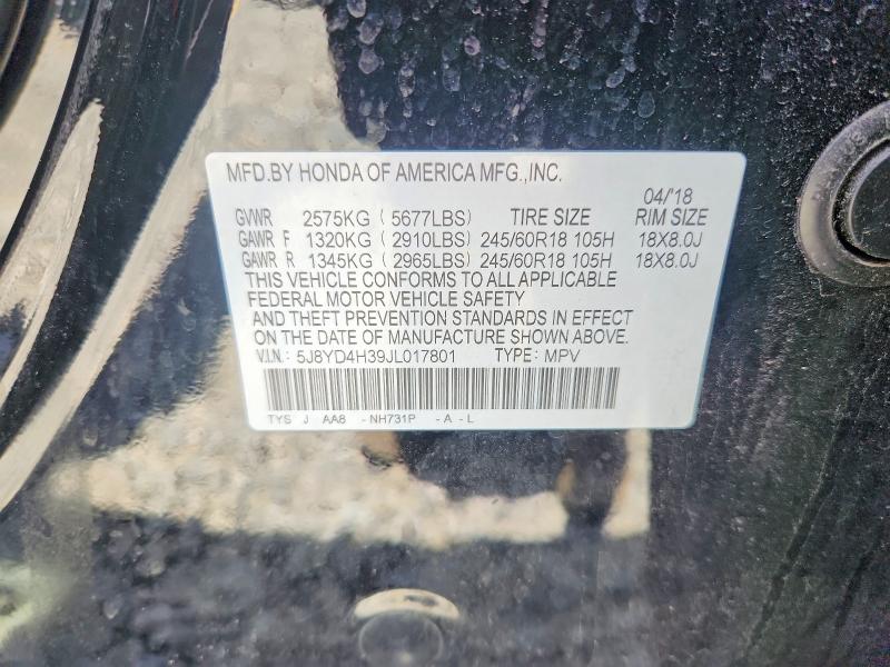 Продаж на аукціоні авто 2018 Acura Mdx, vin: 5J8YD4H39JL017801, номер лоту: 59369366