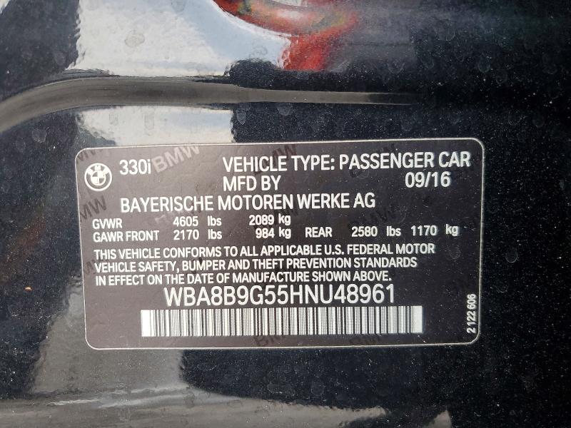 63209546 :رقم المزاد ، WBA8B9G55HNU48961 vin ، 2017 Bmw 330 مزاد بيع
