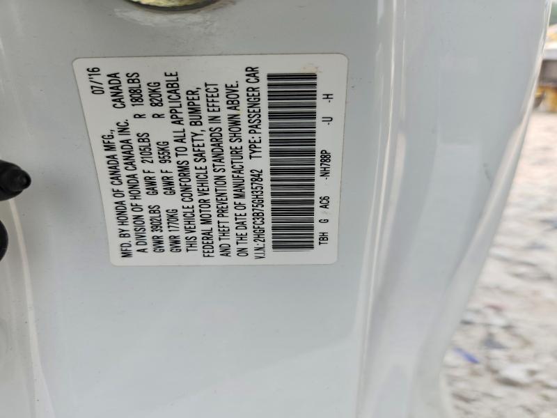 Aukcja sprzedaży 2016 Honda Civic, vin: 2HGFC3B75GH357842, numer aukcji: 59404226