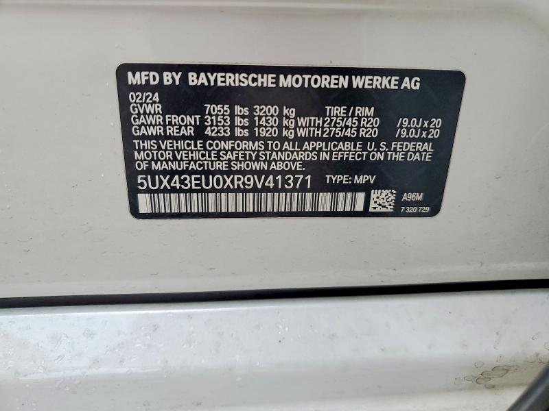 Aukcja sprzedaży 2024 Bmw X5, vin: 5UX43EU0XR9V41371, numer aukcji: 60624556