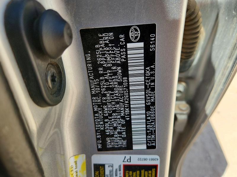 2016 Toyota Camry მანქანა იყიდება აუქციონზე, vin: 4T1BK1FK2GU571098, აუქციონის ნომერი: 63350486