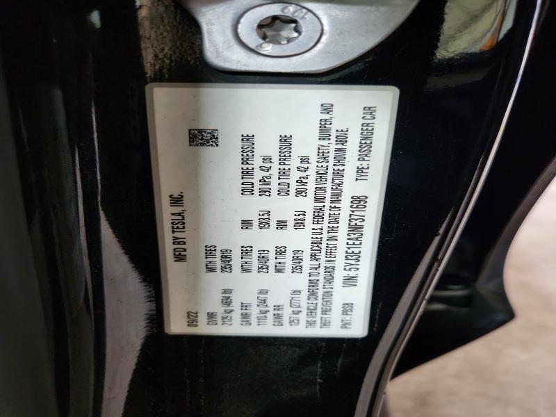 Продажа на аукционе авто 2022 Tesla Model 3, vin: 5YJ3E1EA3NF371698, номер лота: 61724996