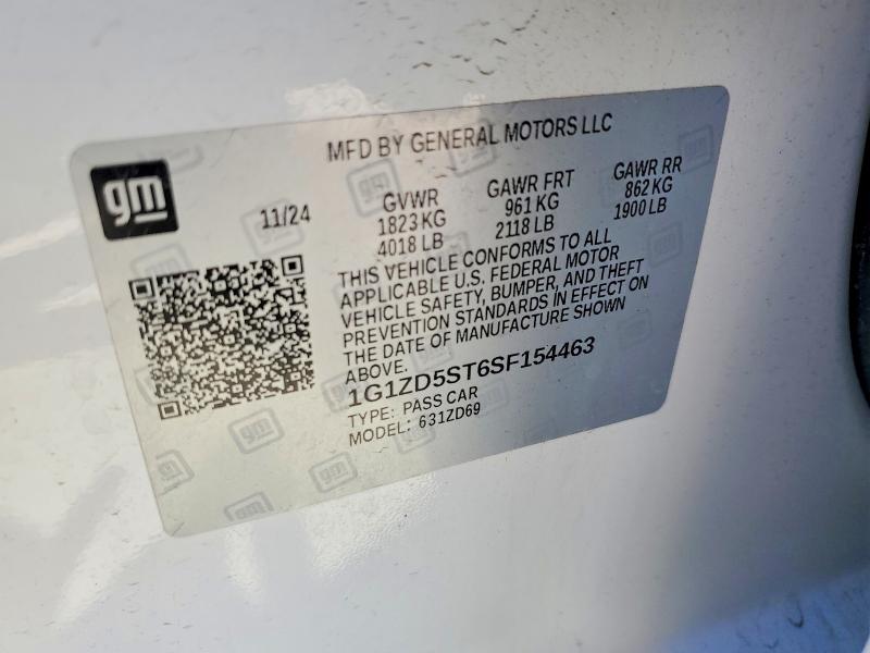 Aukcja sprzedaży 2025 Chevrolet Malibu, vin: 1G1ZD5ST6SF154463, numer aukcji: 63382026