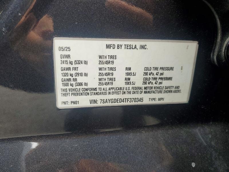 59745516 :رقم المزاد ، 7SAYGDED4TF370345 vin ، 2026 Tesla Model Y مزاد بيع