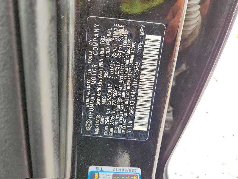 Aukcja sprzedaży 2018 Hyundai Tucson, vin: KM8J33A49JU712589, numer aukcji: 61522386
