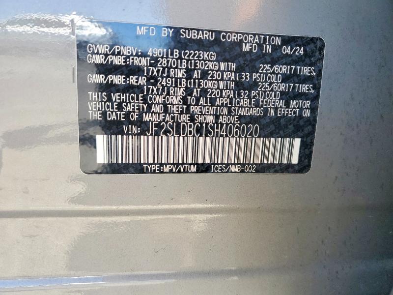 Продаж на аукціоні авто 2025 Subaru Forester, vin: JF2SLDBC1SH406020, номер лоту: 59894636