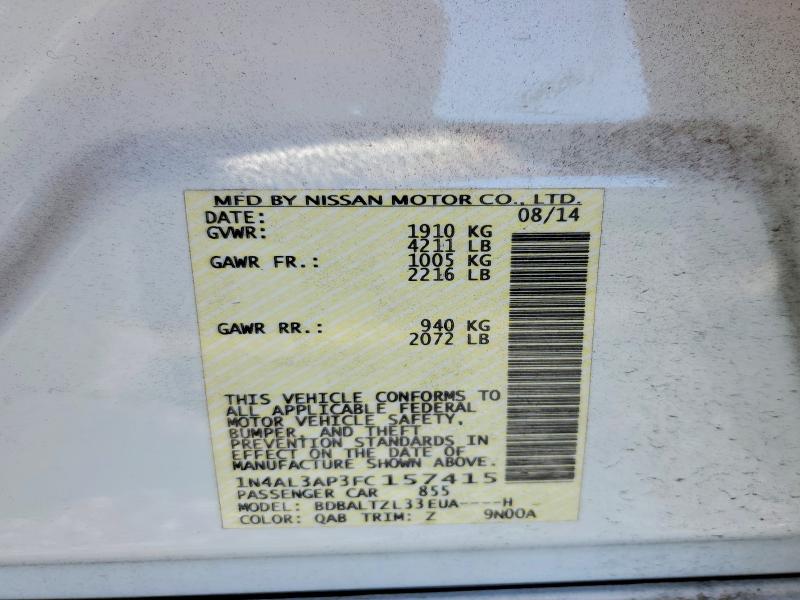 Aukcja sprzedaży 2015 Nissan Altima, vin: 1N4AL3AP3FC157415, numer aukcji: 60224936