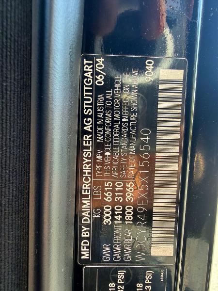 Aukcja sprzedaży 2005 Mercedes-benz G, vin: WDCYR49EX5X156540, numer aukcji: 62052616