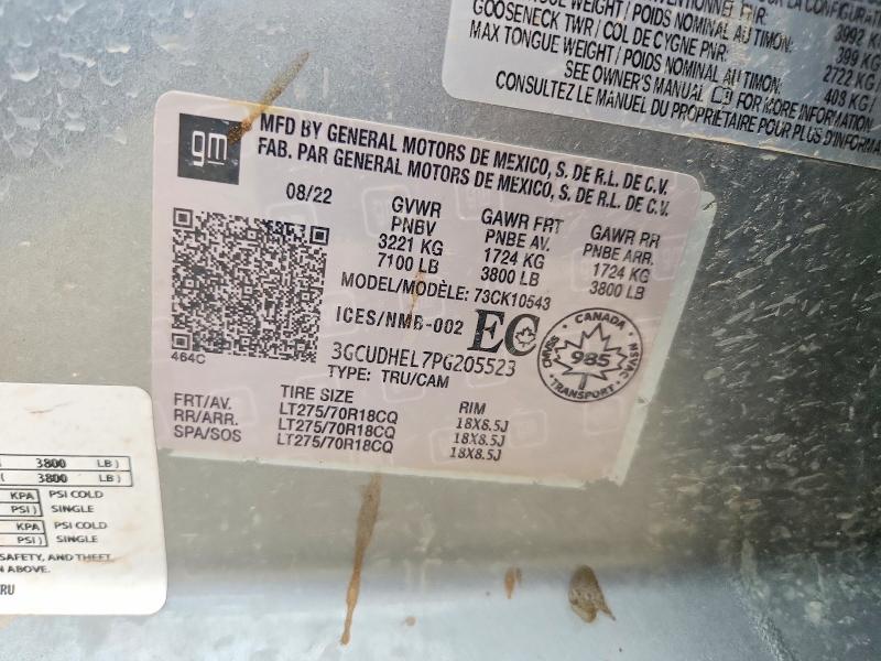 2023 Chevrolet Silverado მანქანა იყიდება აუქციონზე, vin: 3GCUDHEL7PG205523, აუქციონის ნომერი: 59919566