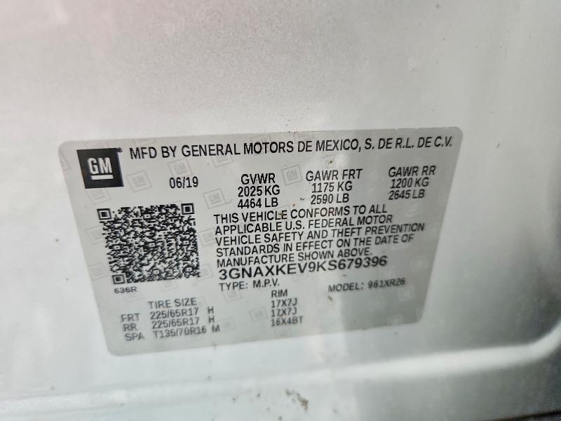 Aukcja sprzedaży 2019 Chevrolet Equinox, vin: 3GNAXKEV9KS679396, numer aukcji: 59953226