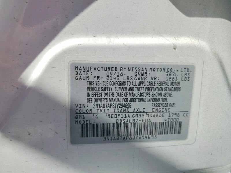 60063096 :رقم المزاد ، 3N1AB7AP8JY294695 vin ، 2018 Nissan Sentra مزاد بيع