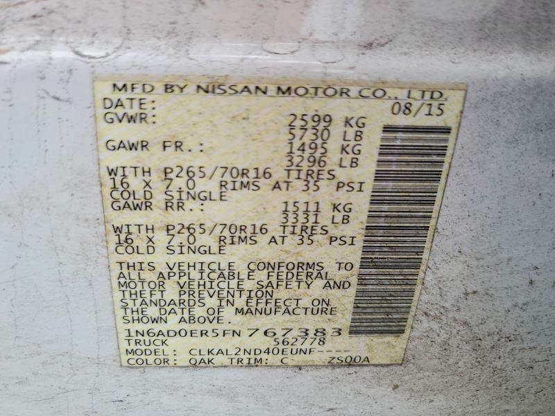 Aukcja sprzedaży 2015 Nissan Frontier, vin: 1N6AD0ER5FN767383, numer aukcji: 63427226