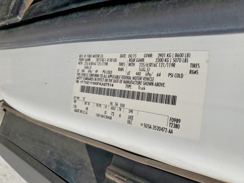 61618986 :رقم المزاد ، 1FTNE1YM0FKA87514 vin ، 2015 Ford Transit مزاد بيع