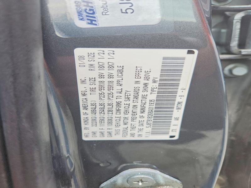 61438756 :رقم المزاد ، 5J8TB18268A011935 vin ، 2008 Acura Rdx مزاد بيع