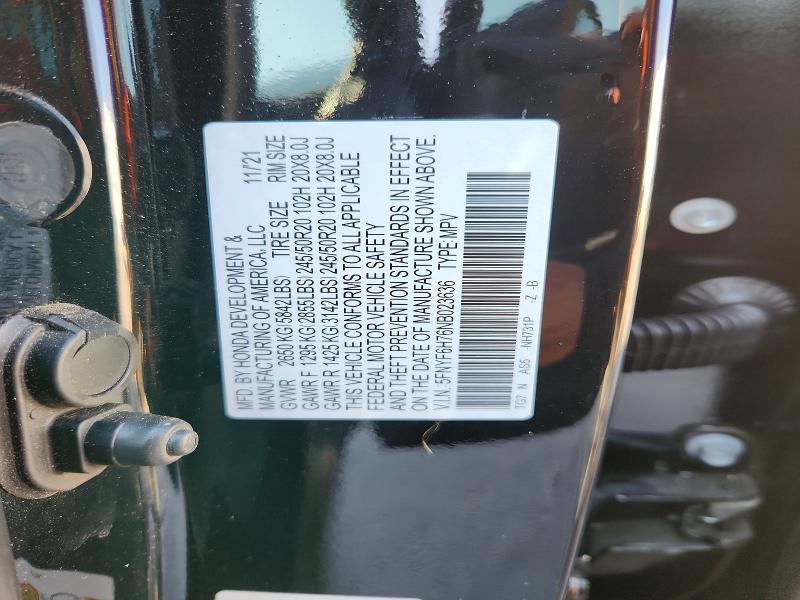 Продажа на аукционе авто 2022 Honda Pilot, vin: 5FNYF6H76NB023636, номер лота: 61797676