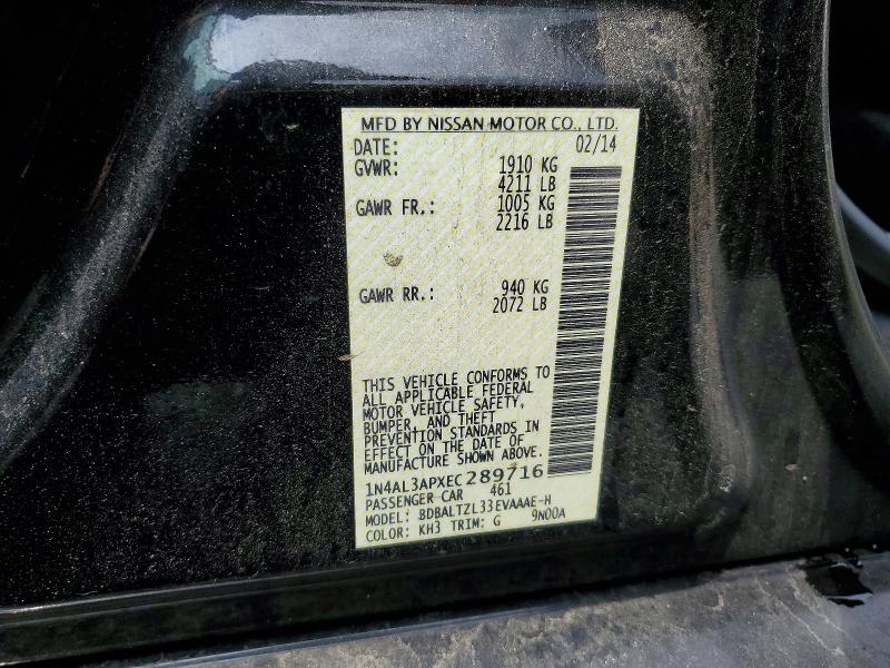 61871426 :رقم المزاد ، 1N4AL3APXEC289716 vin ، 2014 Nissan Altima مزاد بيع