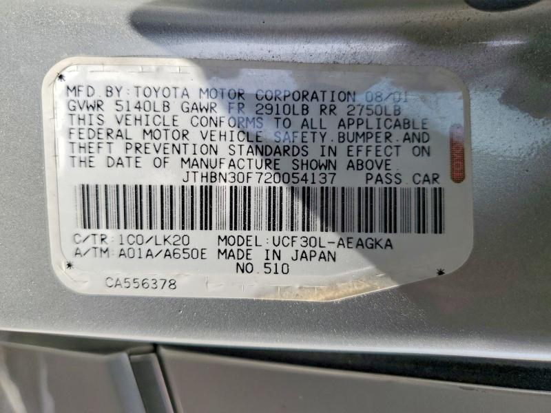 Aukcja sprzedaży 2002 Lexus Ls, vin: JTHBN30F720054137, numer aukcji: 61819996