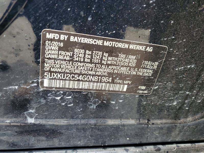 Продаж на аукціоні авто 2016 Bmw X6, vin: 5UXKU2C54G0N81964, номер лоту: 63285306