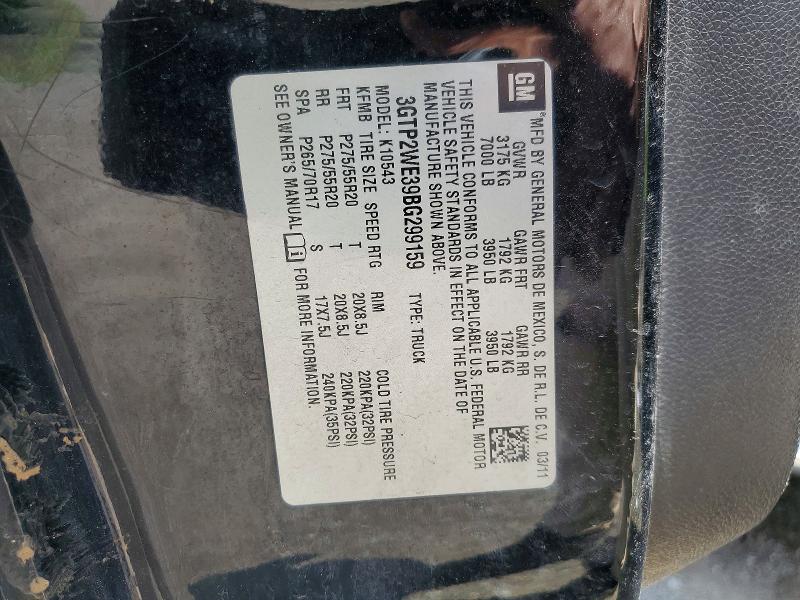 2011 Gmc Sierra მანქანა იყიდება აუქციონზე, vin: 3GTP2WE39BG299159, აუქციონის ნომერი: 62166136