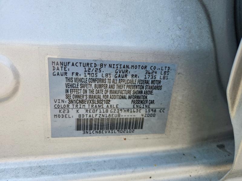 Aukcja sprzedaży 2025 Nissan Versa, vin: 3N1CN8EVXSL902102, numer aukcji: 62338786